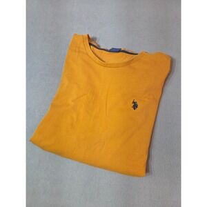 U.S. Polo Assn. Men's Long Sleeve Crewneck Shirt Mustard Gold XL Logo Casual Tee